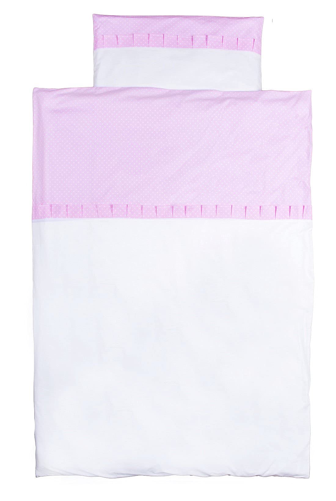 Vizaro - Pościel dziecięca 2-częściowa do łóżeczka 70x140cm - 100% Bawełna - Poszwa 100x135cm, 30x60cm - Wyprodukowane w UE, OekoTex - Rosa