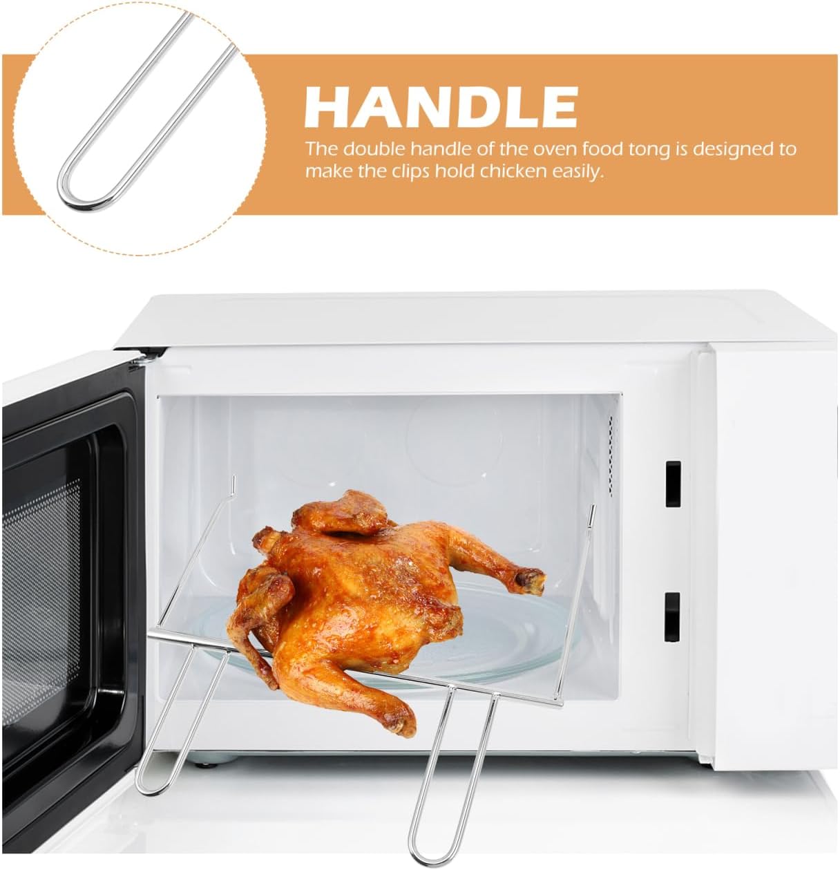 Oven Chicken Fork Tong with Double Handle Durable Food Clip for Rotisserie Cooking Easy Grip Kitchen Tool for Barbecue and Air Fryer Use