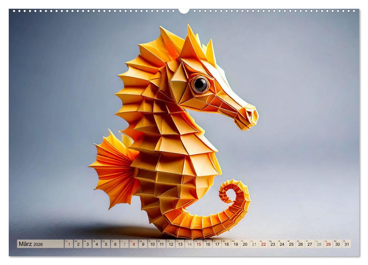 Wilde Origami Tiere (hochwertiger Premium Wandkalender 2026 DIN A2 quer), Kunstdruck in Hochglanz: Der Kalender zeigt bekannte Tiere als charmante und ... Falttechniken mit tierischer Niedlichkeit.