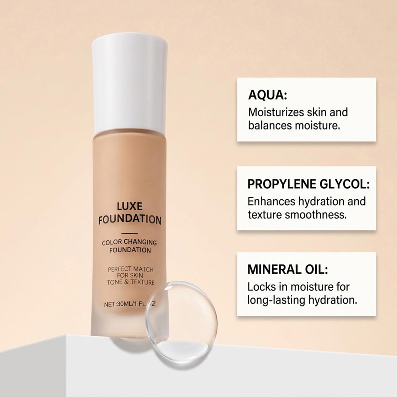LUXE Base correctora de color inteligente, base que cambia de color, imprimadores faciales de 30 ml, para imperfecciones, belleza, espinillas de la piel, iluminador — view 3