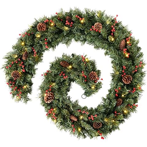 WeRChristmas 9ft Pre-Lit Pine Garland with Lights Cover