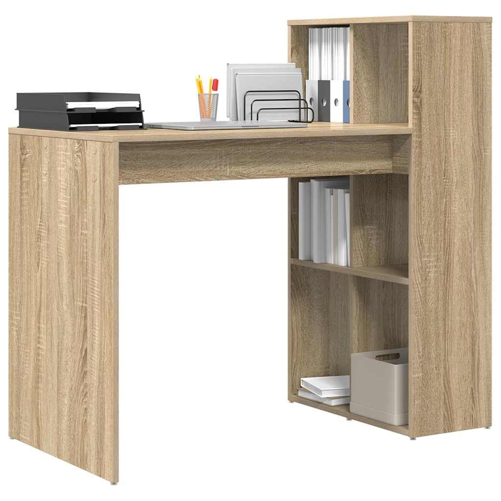 Hothingwell Computer-Schreibtisch, 108 x 55 x 103,5 cm, Holz | Mit Regalböden, minimalistisches Design, einfach zu montieren, Reinigung mit feuchtem Tuch