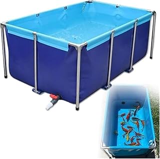 Aufstellpool, Fischteich aus PVC-Leinwand mit Ablassventil(1.2X0.8X0.6m)