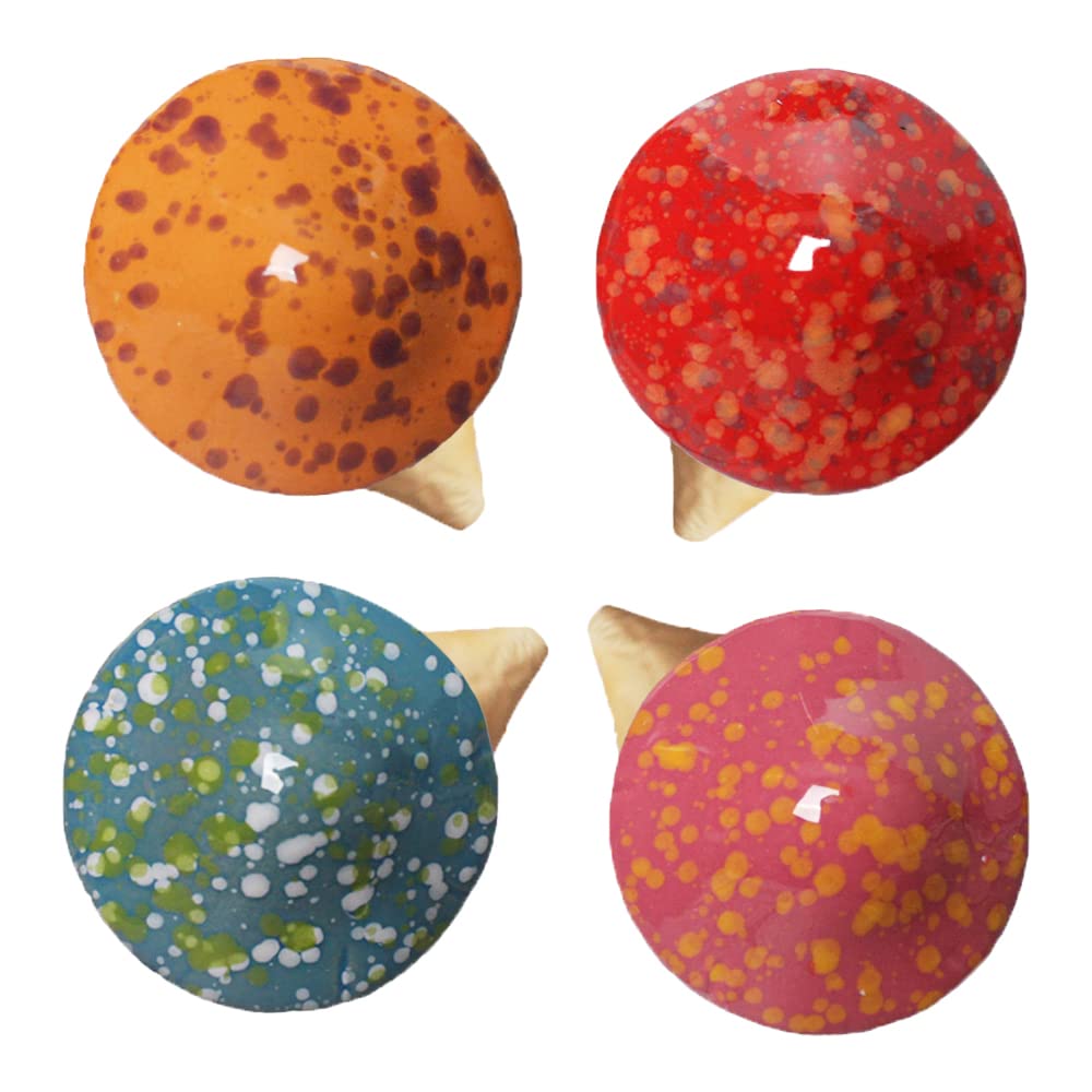 Greefun Mushroom Outdoor Decor 4pcs Colorful Ceramic Garden, Lawn, Plants Stake 6.89'' in Height