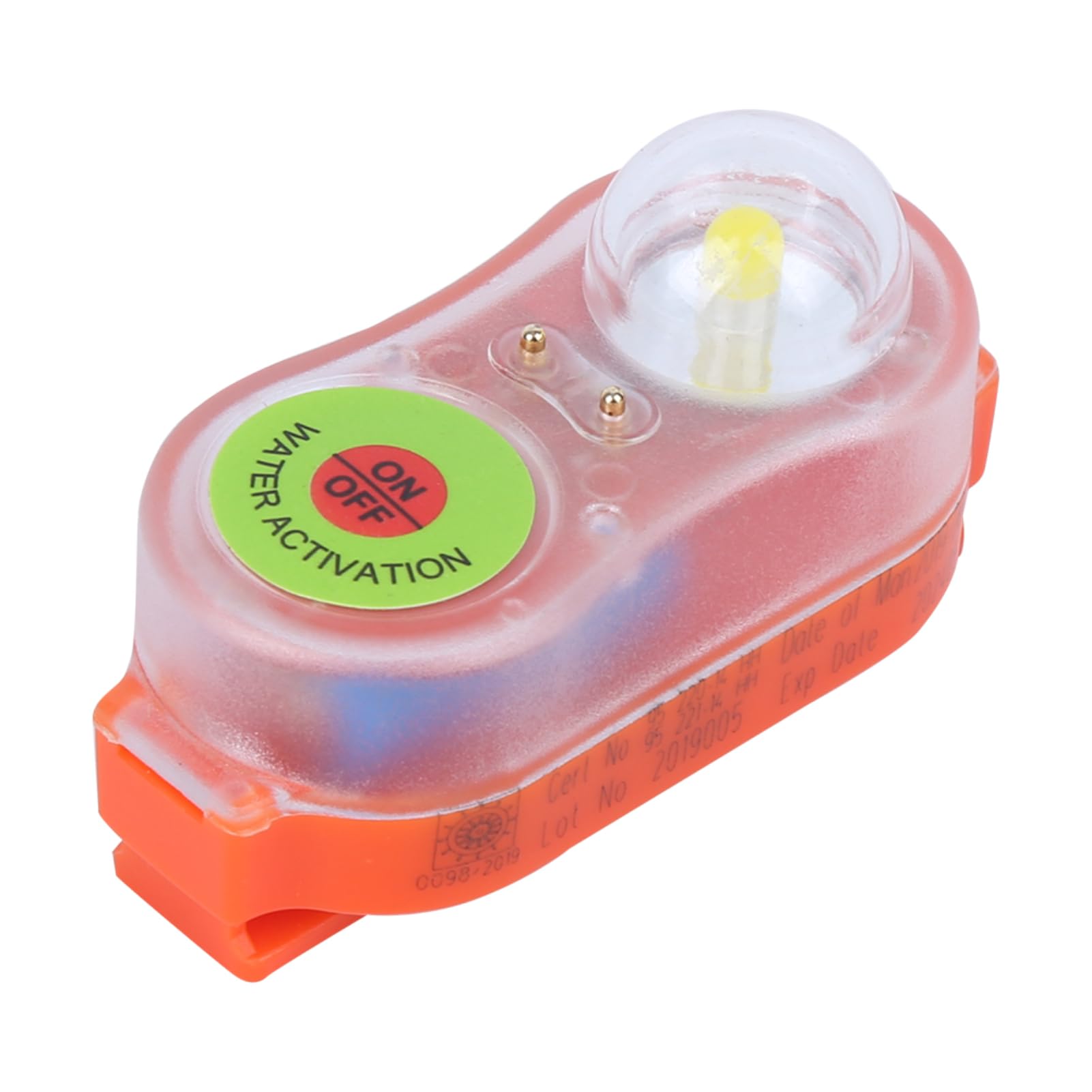 Schwimmwesten-Lichtlampe, Schwimmwesten-Blitzlicht für Überbord-Überlebensweste, LED-Meerwasser-Selbstbeleuchtung, Lebensrettende Taschenlampe, Auffällige Attract-Lichtlampe(Orange)