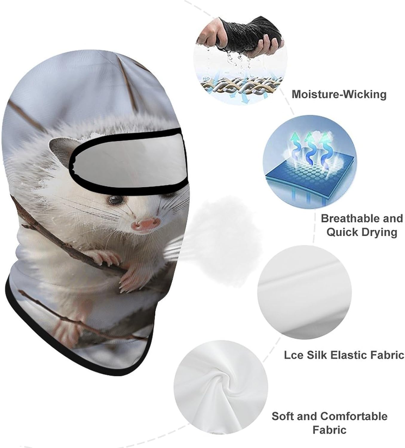 Balaclava Face Mask for Men Women Sun Protection Full Face Cover | Breathable Opossum In Snow Full Face Mask Windproof Ski Mask Motorcycle Helmet Lining for Outdoor Sport Cycling