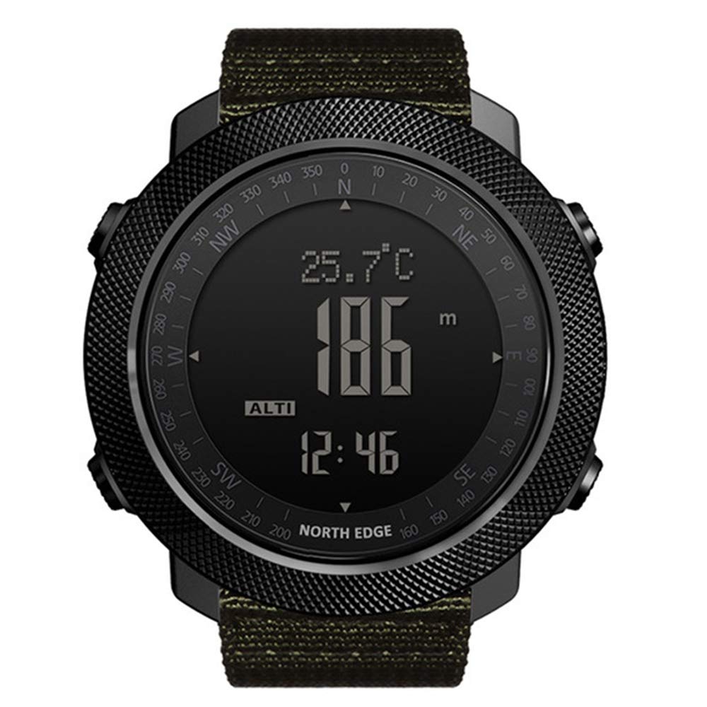 Reloj Inteligente Al Aire Libre para Montañismo y Natación con Altímetro, Barómetro, Brújula, 50M Impermeable, Funciones Militares, Verde