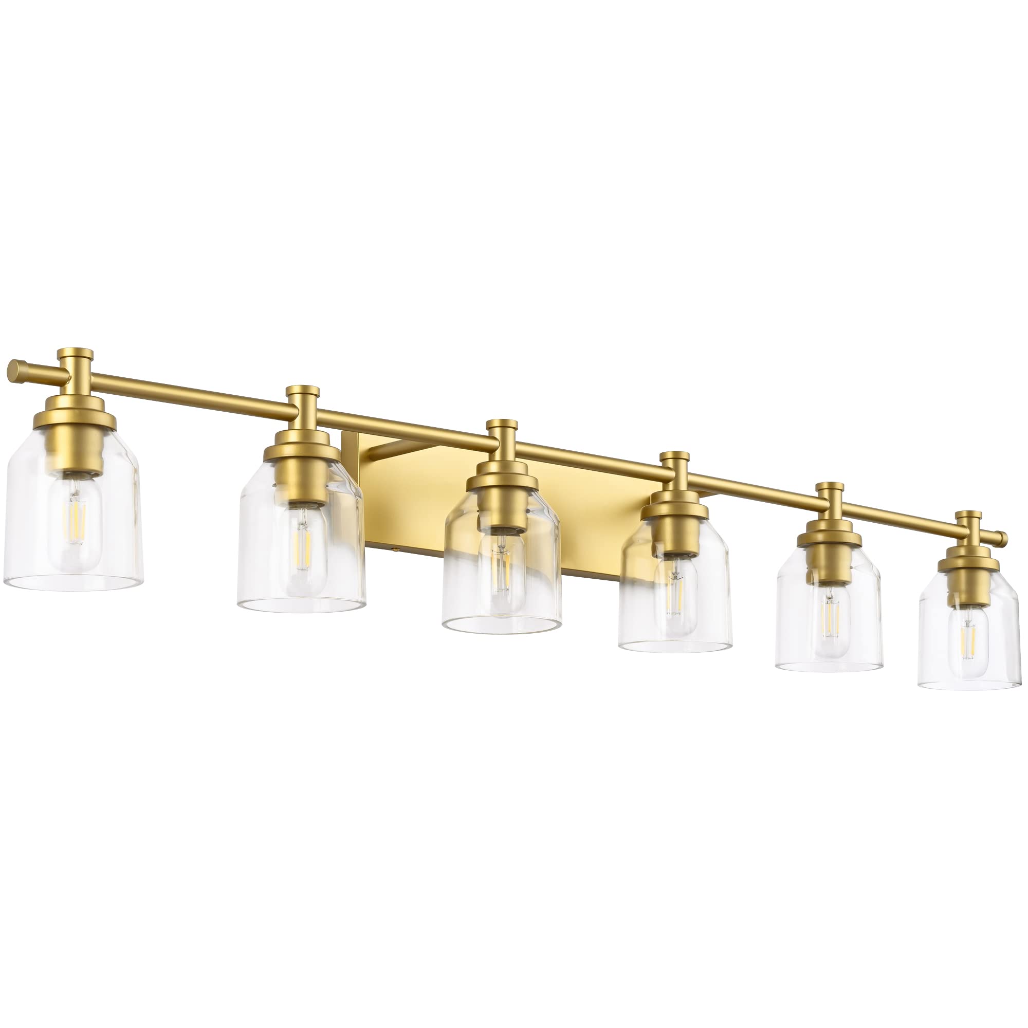 SOLFART Golden 6 Lights Bathroom Vanity Light Fixture Vintage Lighting Fixtures Over Mirror Wall Sconce