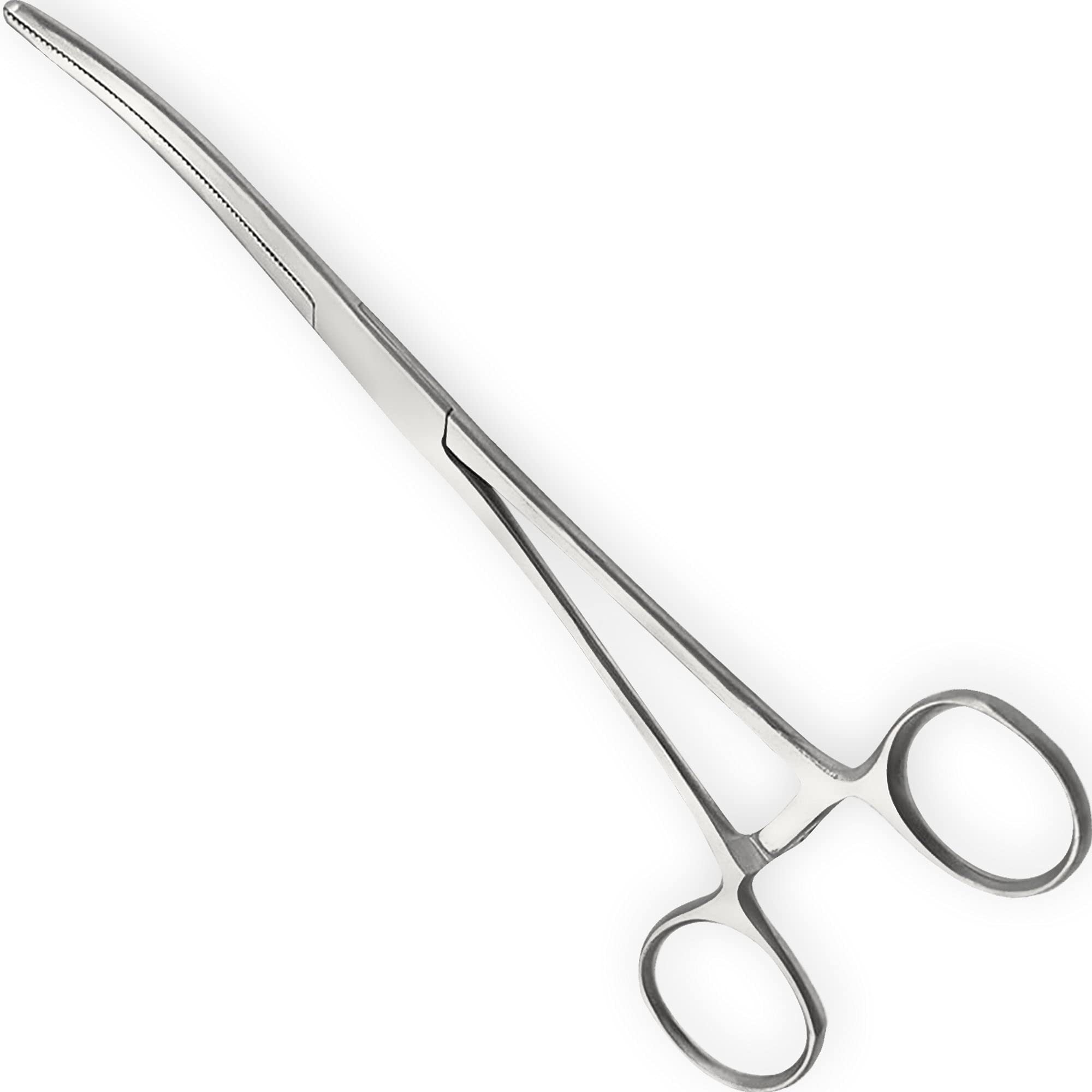 Pean Hemostat Straight and Curved Multipurpose Locking Tweezer Clamps Serrated, Stainless Steel - Hemostats for Nurses, Fishing Forceps, Crafts and Hobby