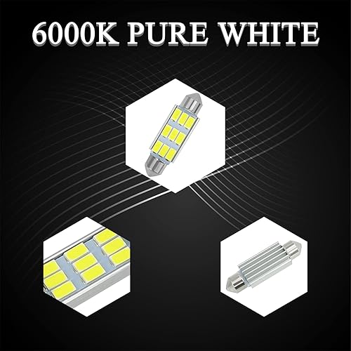 Miniatura 4 de beypovk Bombilla LED para automóvil de 1.614 in, 6000 K blanco puro brillante interior de coche, sin errores 9-SMD 5630 chipsets DE3021 bombilla