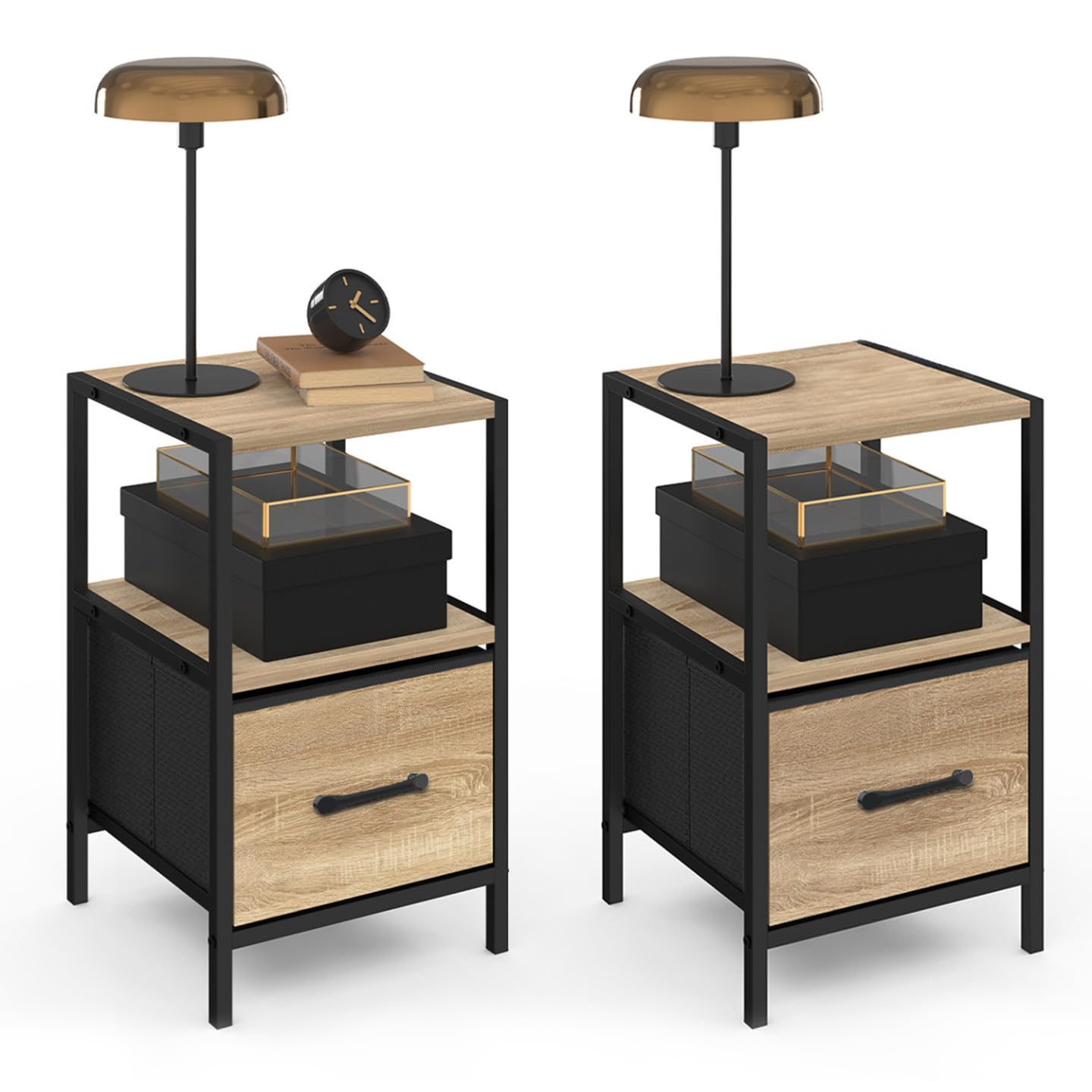 IDMarket - Lot de 2 Tables de Chevet Utah 1 tiroir et 1 Niche