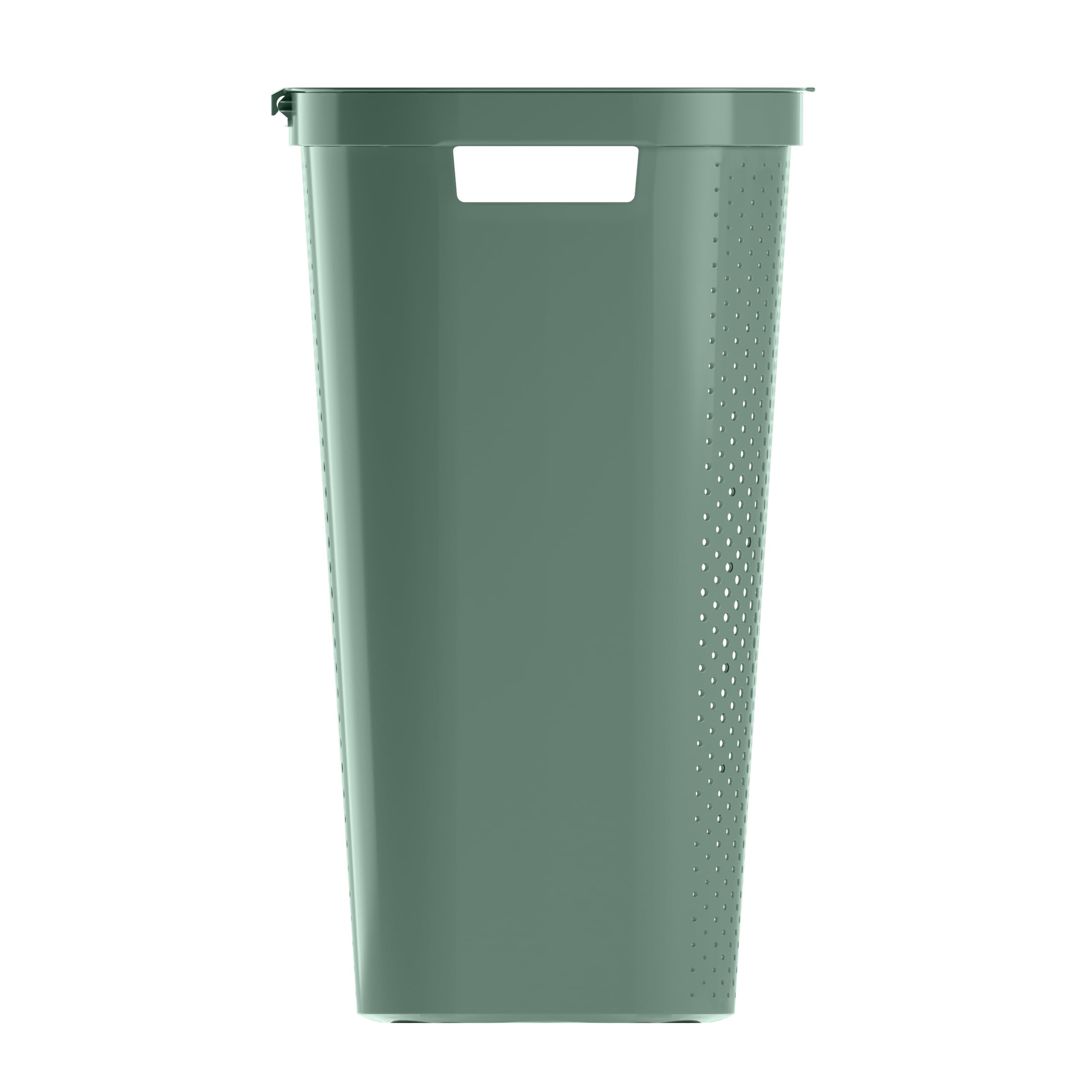 CURVER Infinity 60L skrzynia na bieliznę - brudna pościel z pokrywką - dobra wentylacja - ergonomiczne uchwyty - do łazienki lub pralni - w 100% z recyklingu - 43,7 x 35,1 x 60,2 cm - Nowa zieleń