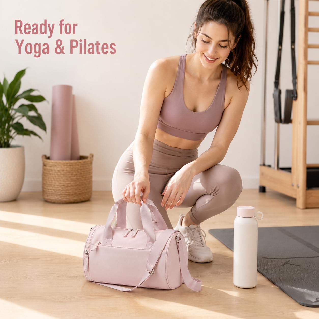 Mini sac de sport pour femmes et filles - Joli petit sac de sport avec poches multifonctionnelles - Sac Gymshark pour la danse, le fitness, le yoga, rose, Sport