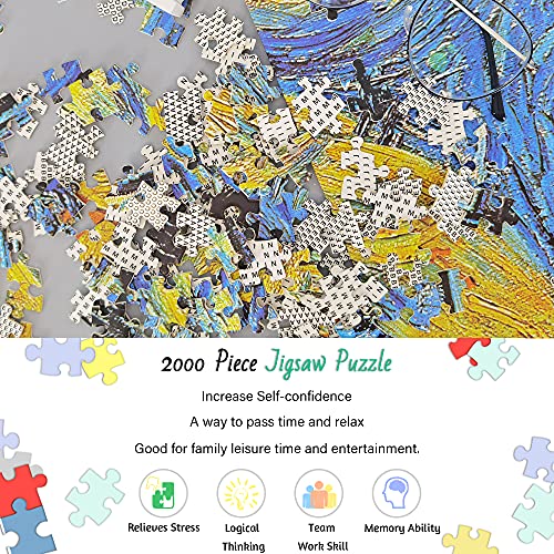 MISITU Puzzles für Erwachsene 2000 Teile Ölgemälde Kunstwerk Sternennacht Van Gogh Puzzle für Kinder ab 14 Jahren – Bild 6