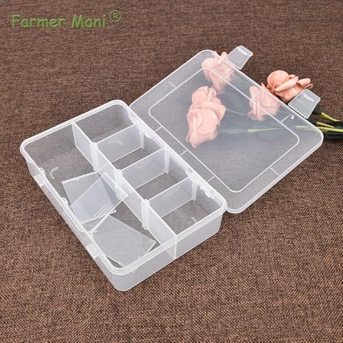 Image of 2 Pack Transparent Plastic Bead Organizers with Adjustable Dividers (8 Grids),Craft Organizers and Storage Beads Organizer,Size 7.09 x 4.72 x 1.65 in