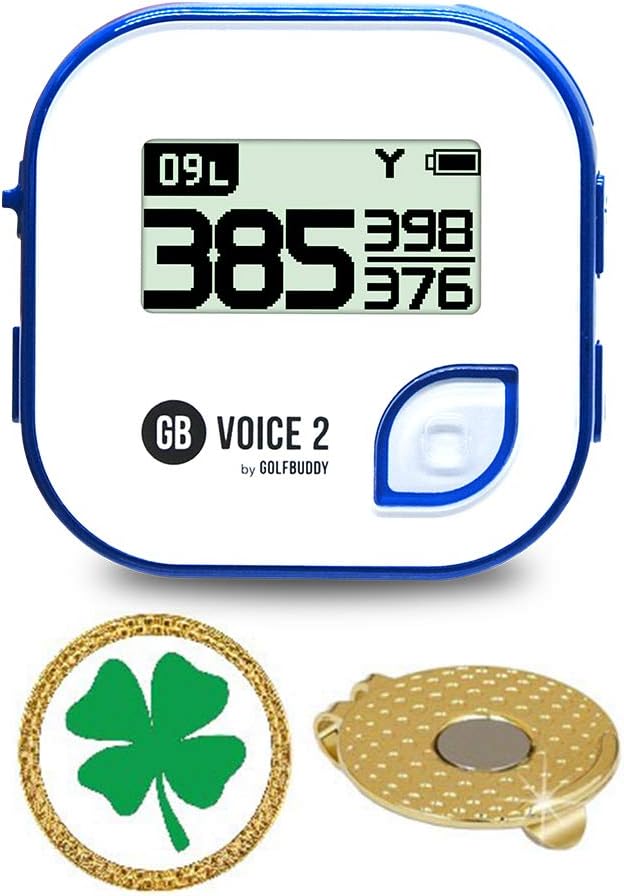 GolfBuddy Voice 2 Golf GPS/Rangefinder Bundle with Ball Marker and Magnetic Hat Clip