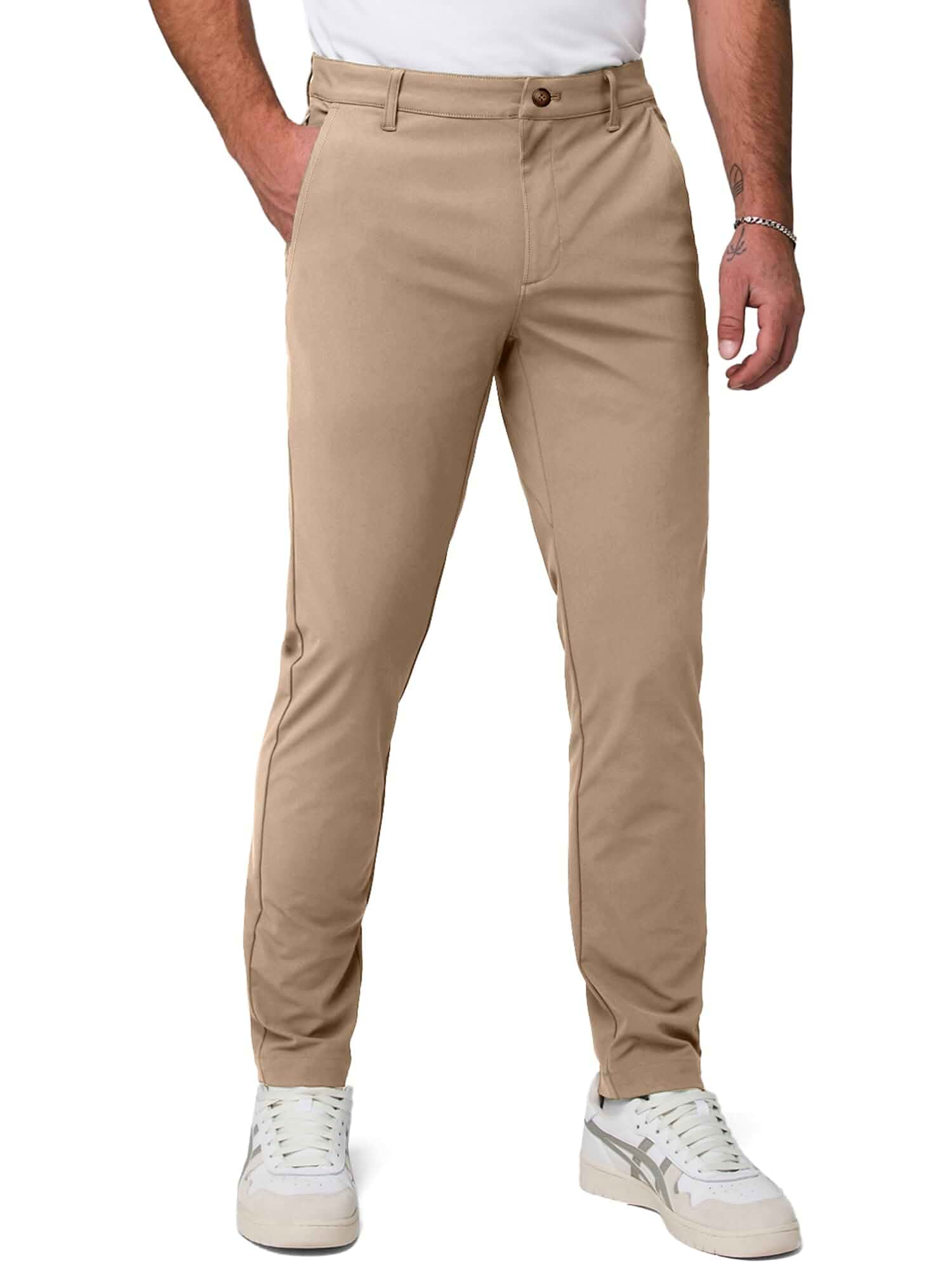 JMIERR Men's Classic-Fit Casual Cotton Twill Pant Water-Repellent Stain-Resistant Stretch Chino Pants Regular