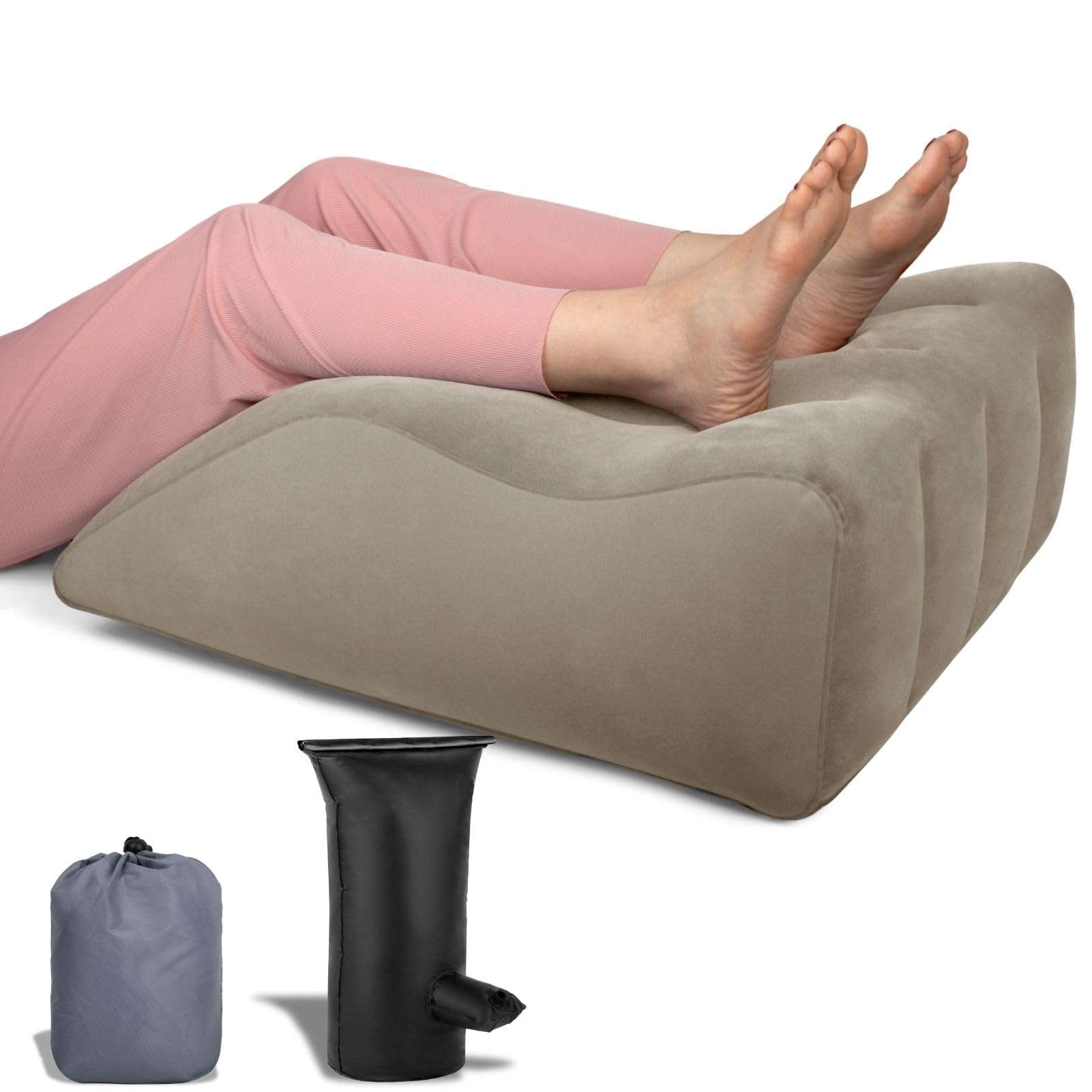 Tough Bison Almohada de elevación de piernas, almohada inflable de cuña para dormir, almohadas de piernas para dormir, almohada portátil para hinchazón, después de la cirugía, circulación sanguínea