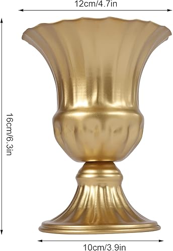 Miniatura 2 de 10 jarrones de trompeta de metal dorado, elegantes centros de mesa de boda, arreglos florales artificiales altos para decoración de bodas, ceremonia