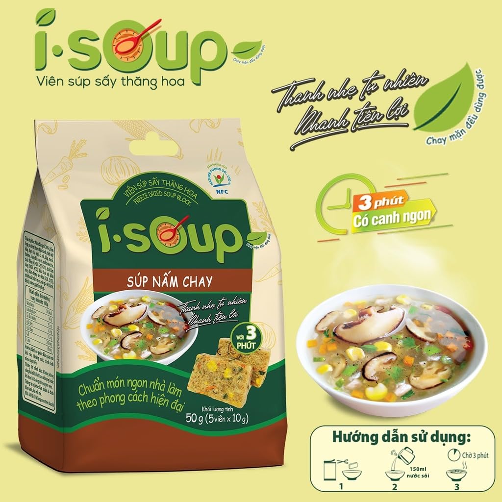 Set 3 Canh I-Soup Vegetarian Instant Soup Mix Variety Pack, 3 Flavors, Canh Chua Chay-Canh Khoai Mo - Sup Nam – Ready to Eat Vietnamese Style