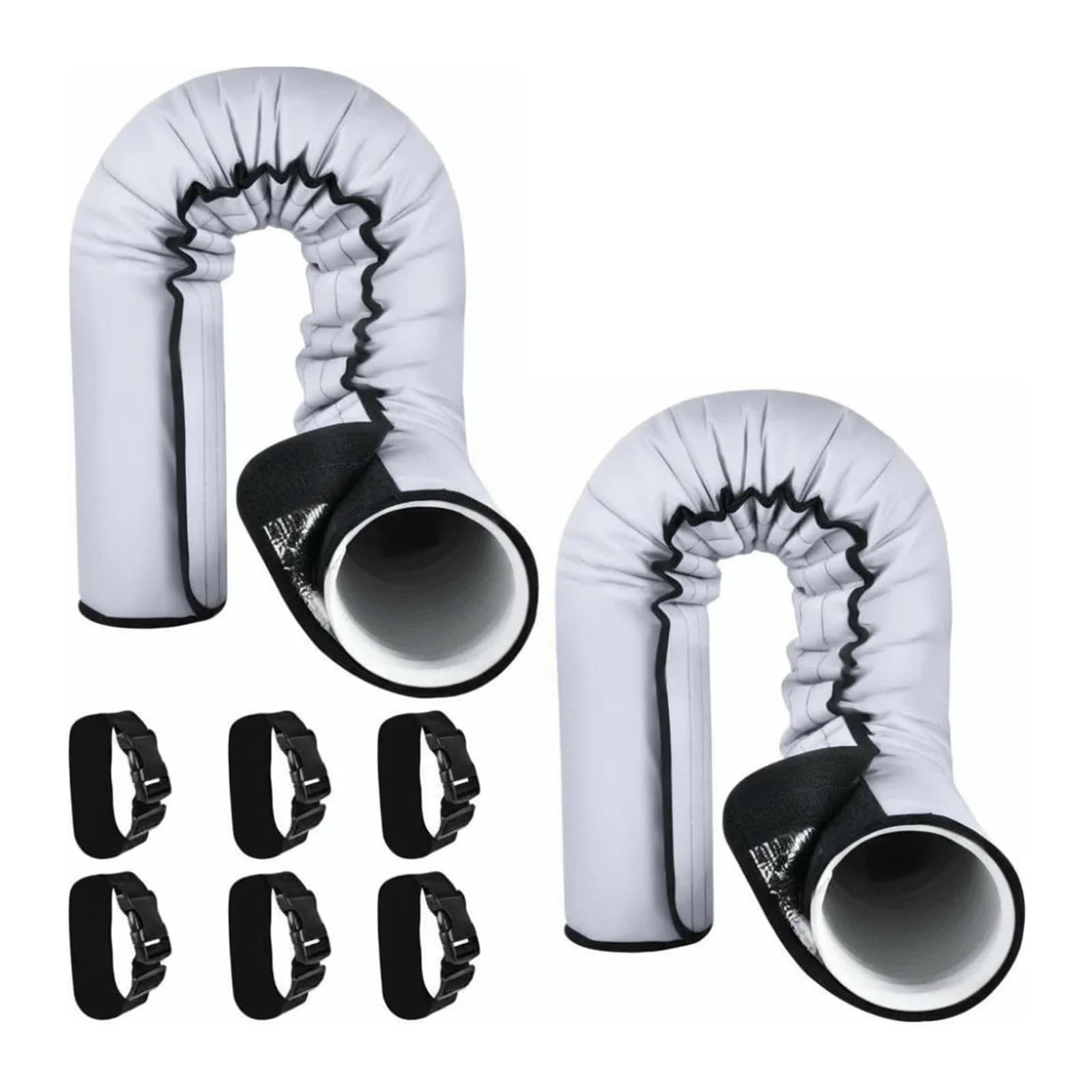Shiketong 10 Pack Reusable Ac Insulated Hose Cover Waterproof Sleeve Insulated Air Conditioner Hose Cover 3 Buckle Straps Protective Ac Exhaust(10 Pack)