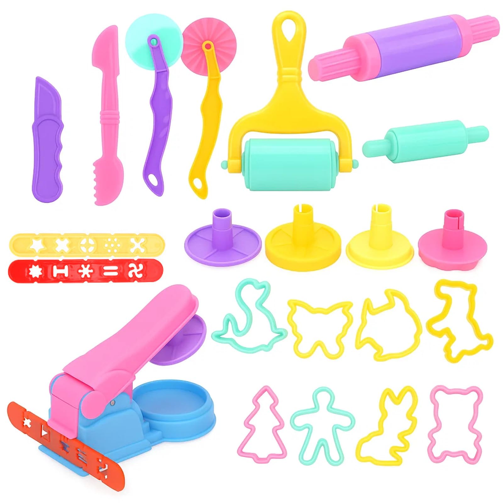 22-Piece Play Dough Tools, Play Doh, Play Doh Set, Playdough Set with Cutters and Rollers, Creative Clay Tools for Kids, Modeling Dough Accessories for Preschool Learning