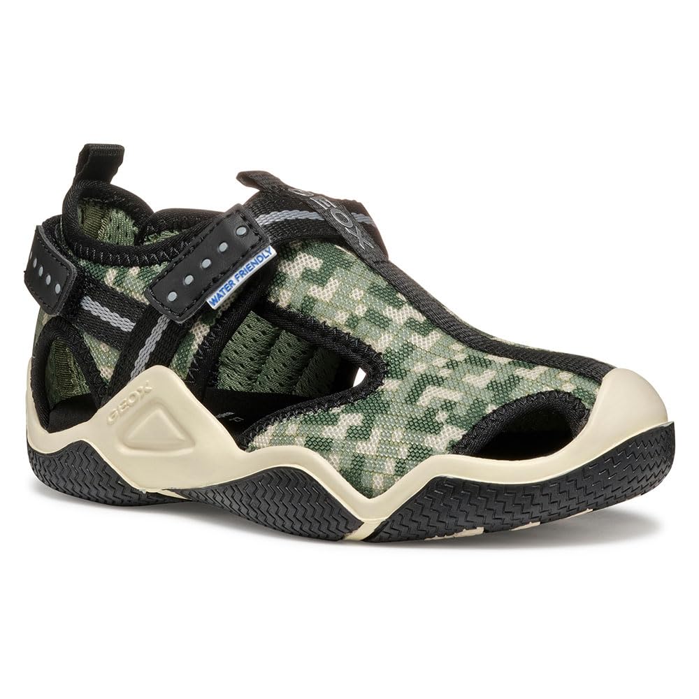Geox Boys Jr Wader Sandal, Olive, 10 UK Child