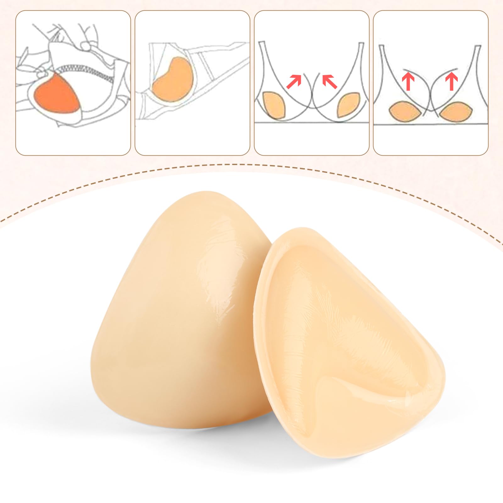 Monoka Push Up Pads, dwustronnie klejące nakładki na sutki, dwustronnie klejące podkładki pushup, samoprzylepne, powiększające piersi, kolor skóry, 12x11,5cm