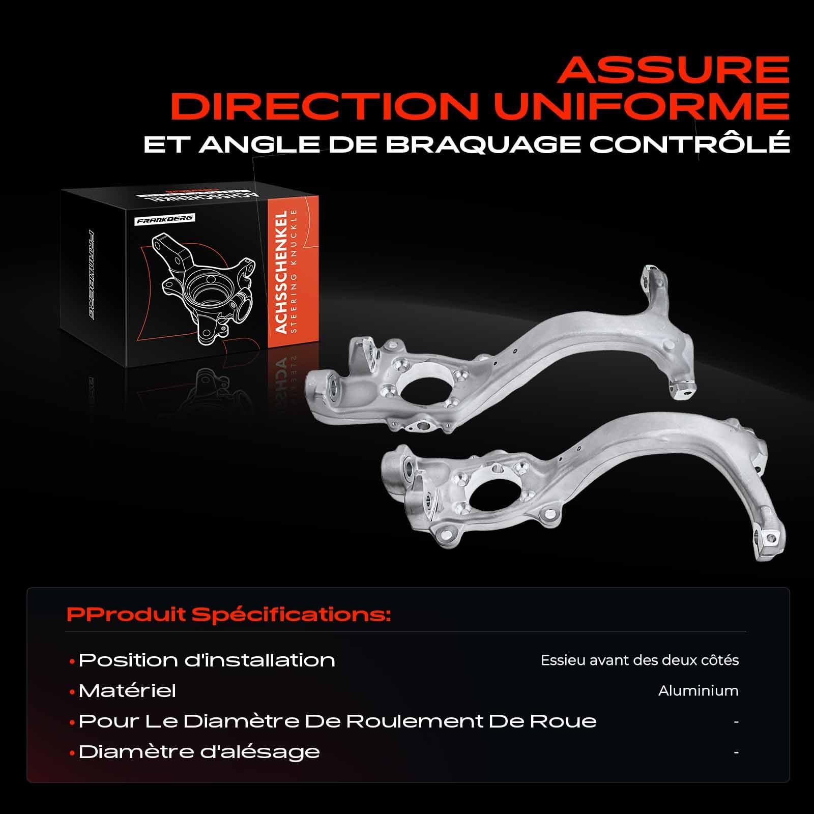 Frankberg 2x Fusée d'essieu Suspension de roue Avant gauche Droite