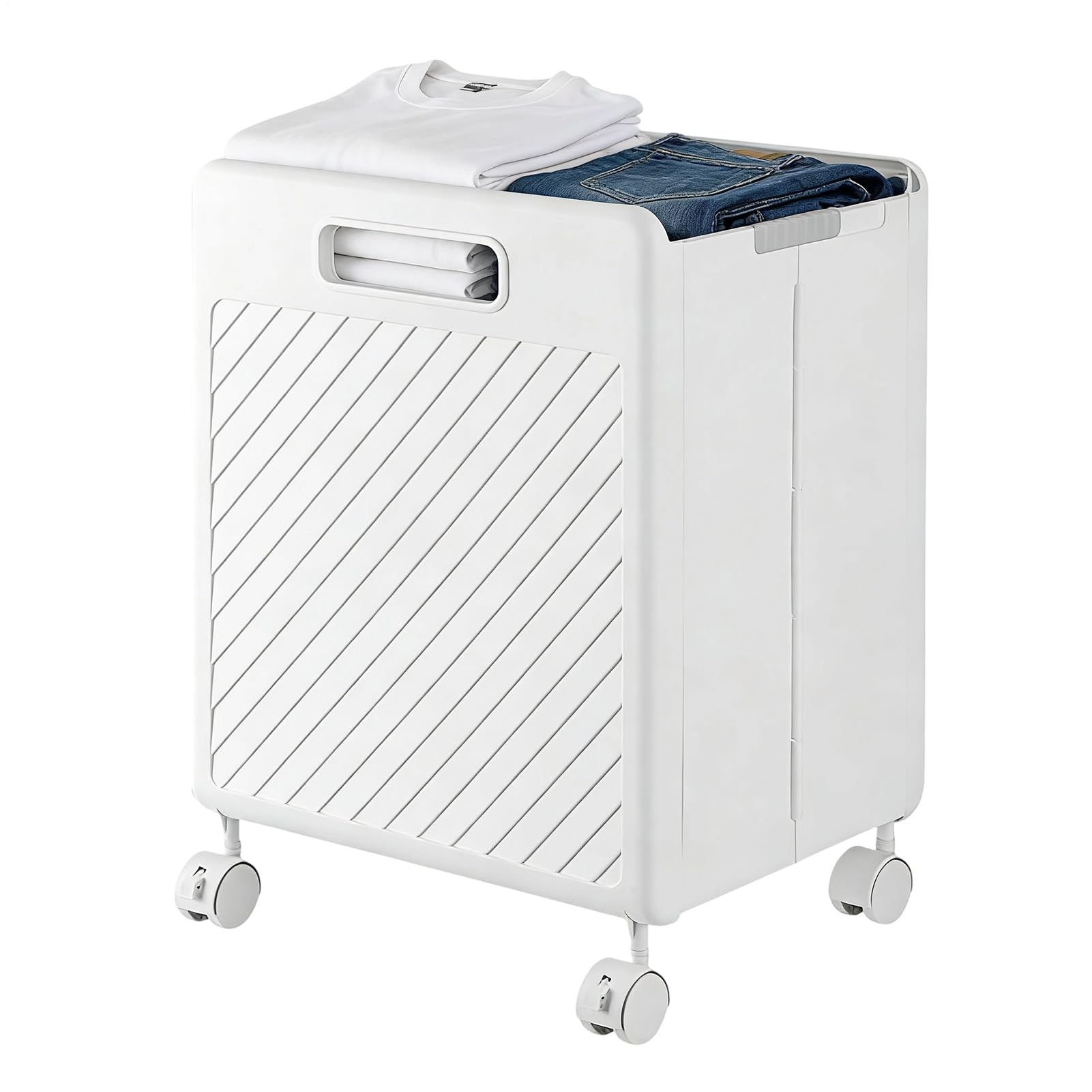 Cesta de lavandería con ruedas – Organizador de almacenamiento de gran capacidad – Cesta de almacenamiento para ropa sucia – para dormitorio, cocina, dormitorio de bebé, apartamento dormitorio garaje