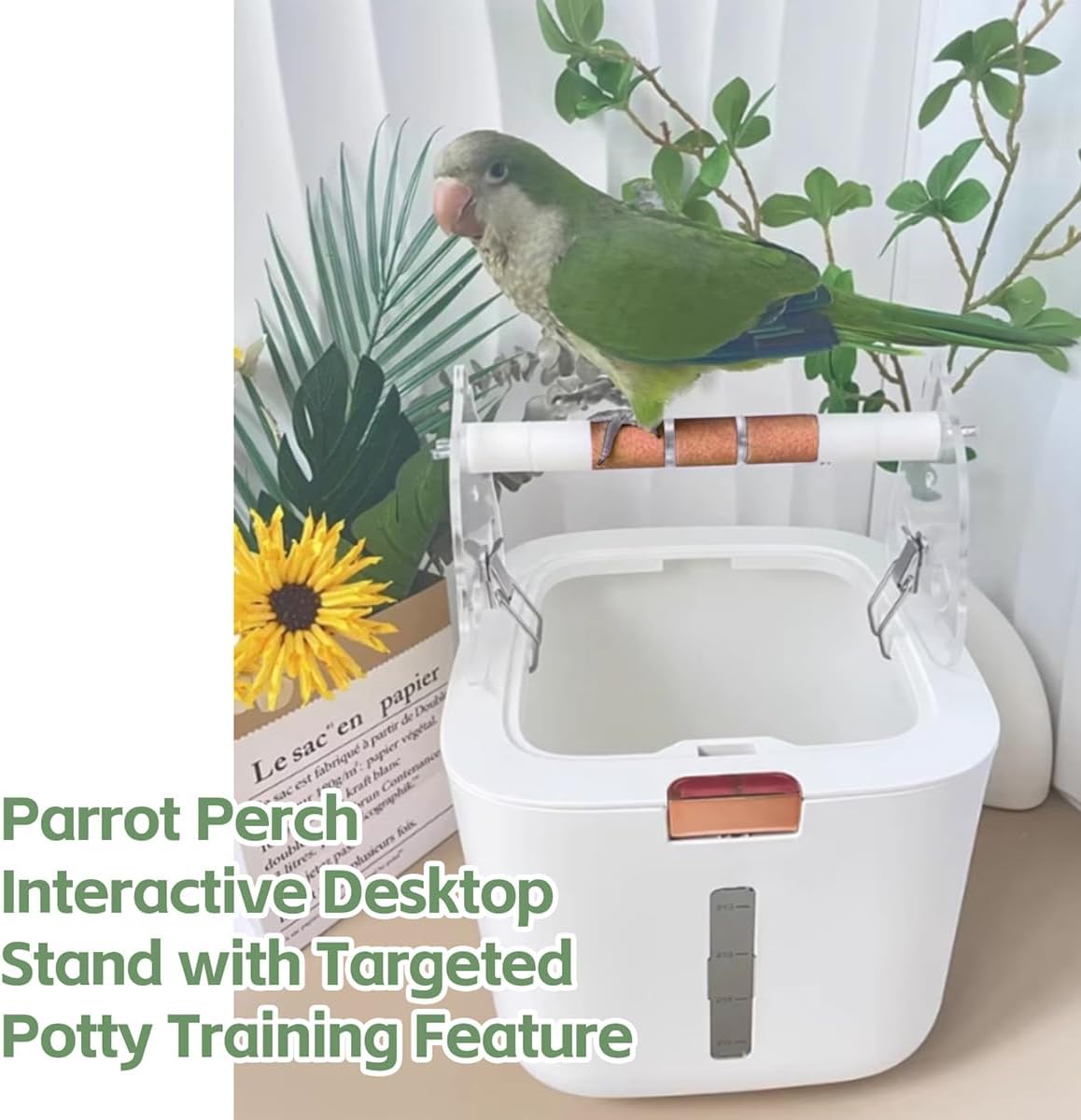 MANON ROSA Bird Toilet Stand with Removable Bucket – Easy Potty Training Tool, Climbing Perch for Targeted Defecation – Small Medium Parrot Parakeets Cockatiels Lovebirds Conuries (Small)
