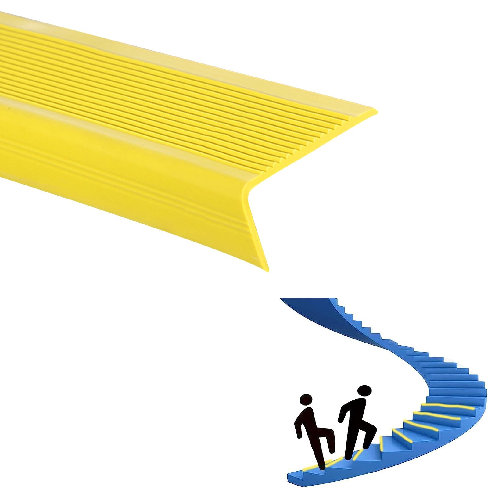 Forma A L Nastro Adesivo Antiscivolo per Scale, Nero 2m Strisce Antiscivolo per Scale Interne ed Esterne, Nastro Adesivo Antiscivolo In PVC, Adesivo E Antiscivolo, Adatto A Scale Interne ed Esterne (