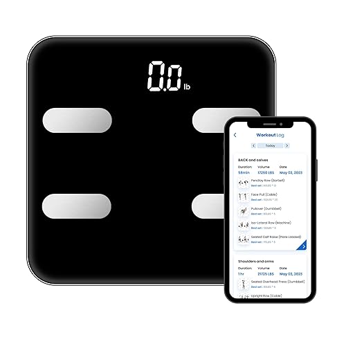 NextLevel Fit Báscula de baño inteligente para peso corporal y porcentaje de grasa, color negro