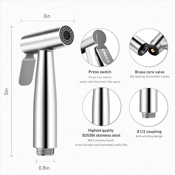 Handheld Bidet Sprayer for Toile Set with 49-inch Hose and Fitting, Perfect for Shower Bathroom Douche Shattaf Hygiene
