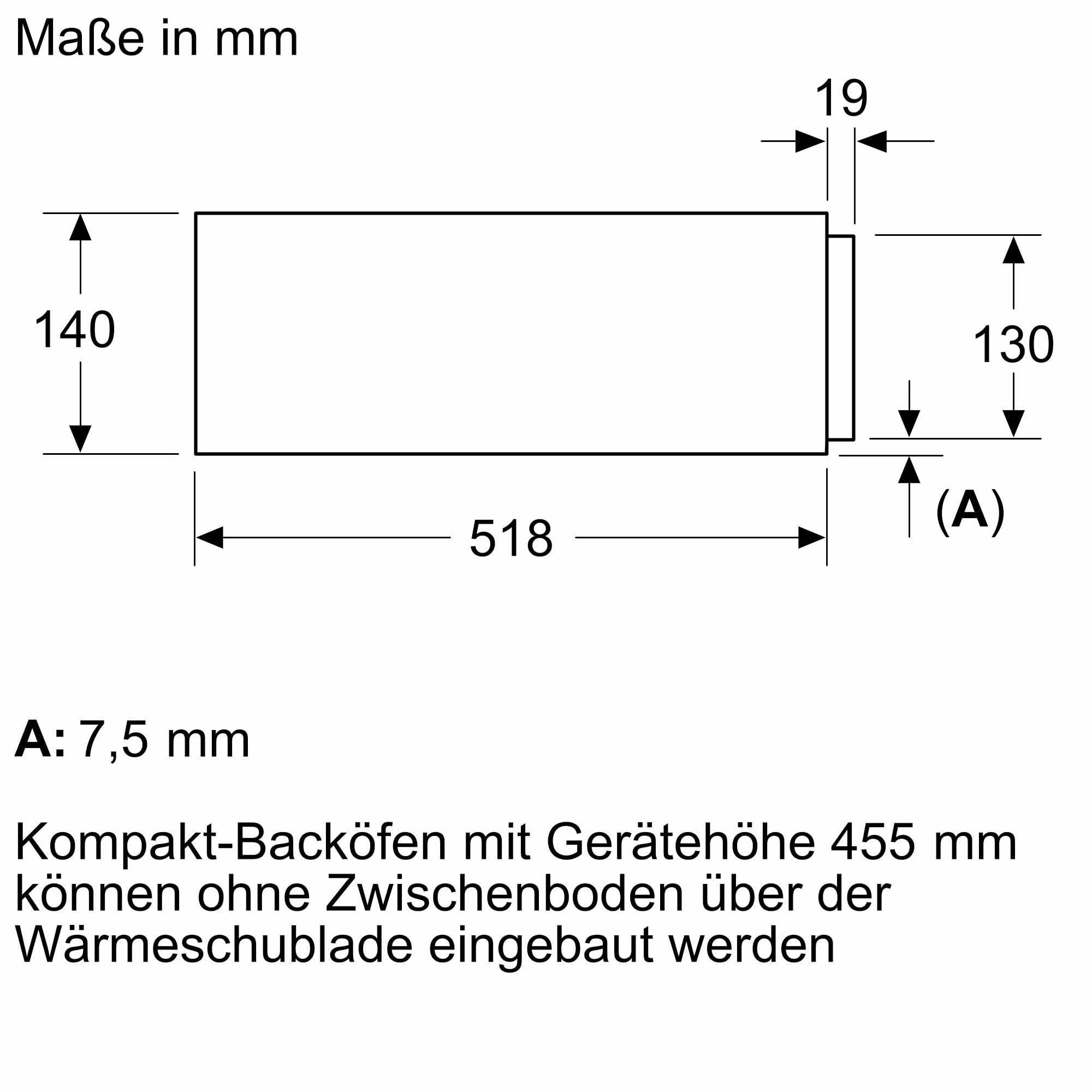 Bosch BIE7101B1, Serie 8 Zubehörschublade, 60 cm Breit, 14 cm Hoch, Schwarz, Griffloses Öffnen dank Push Pull, Platz für 64 Espresso-Tassen oder 12 Teller, Optimal unter Kompaktbackofen platzierbar
