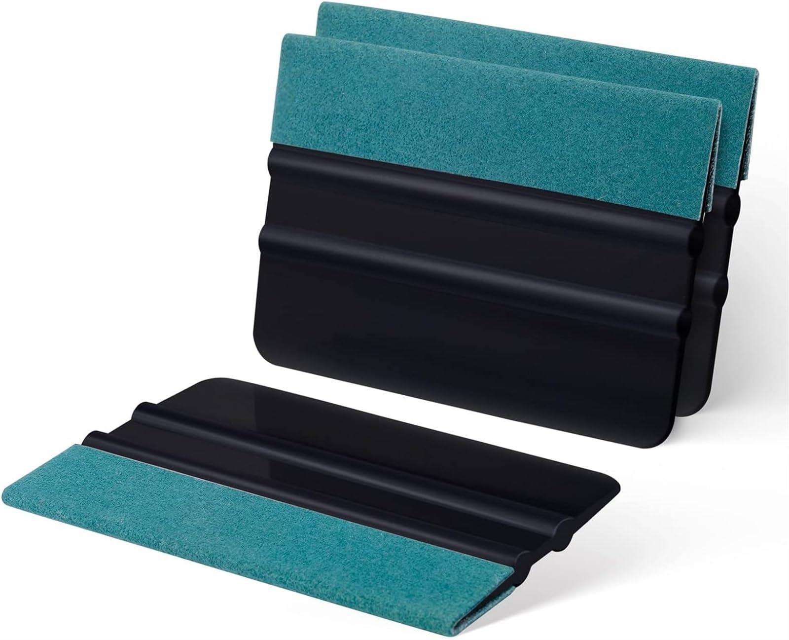 THE WHITE SHOP 3pcs Vinyl Wrap Squeegee with Micro Fiber Suede Felt Edge, Vinyl Scraper for Window Tinting, Sign Making and Sticker Wrap Application Tools, Pack of 3 Black Felt Squeegee for Vinyl (Si