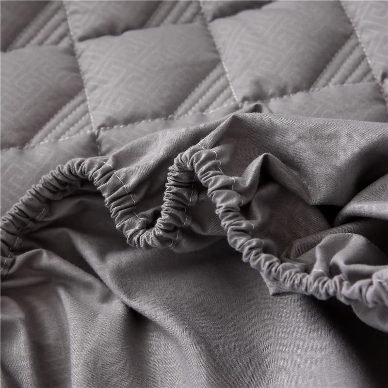 Coprimaterasso Trapuntato Silenzioso, con Strato Assorbente Impermeabile, Design Aderente con Tasca Profonda per materassi Fino a 28 cm (Grigio, 120 * 200 cm)