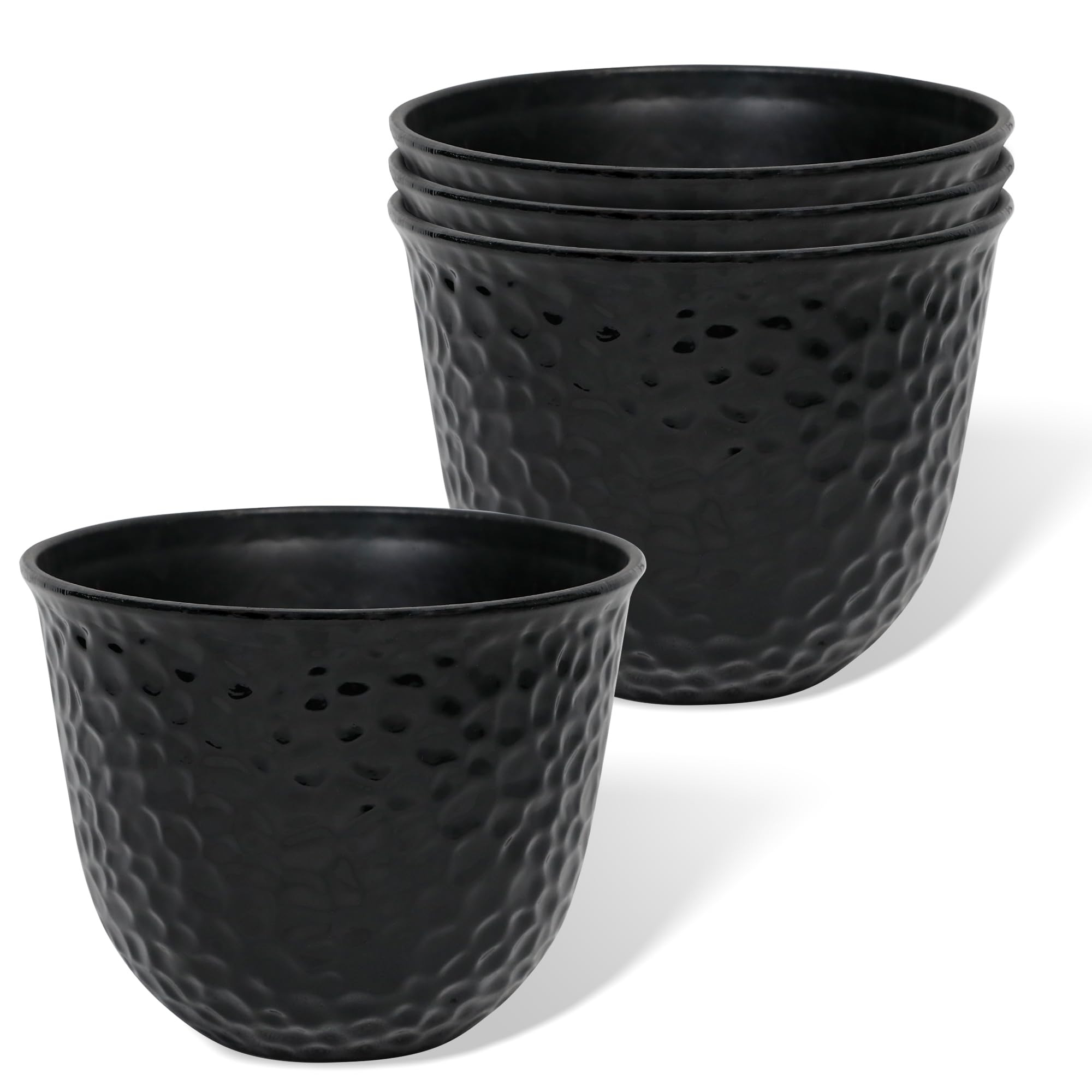 Pots de fleurs ronds Worth Garden lot de 4 jardinières design nid d'abeille noir brillant 30cm