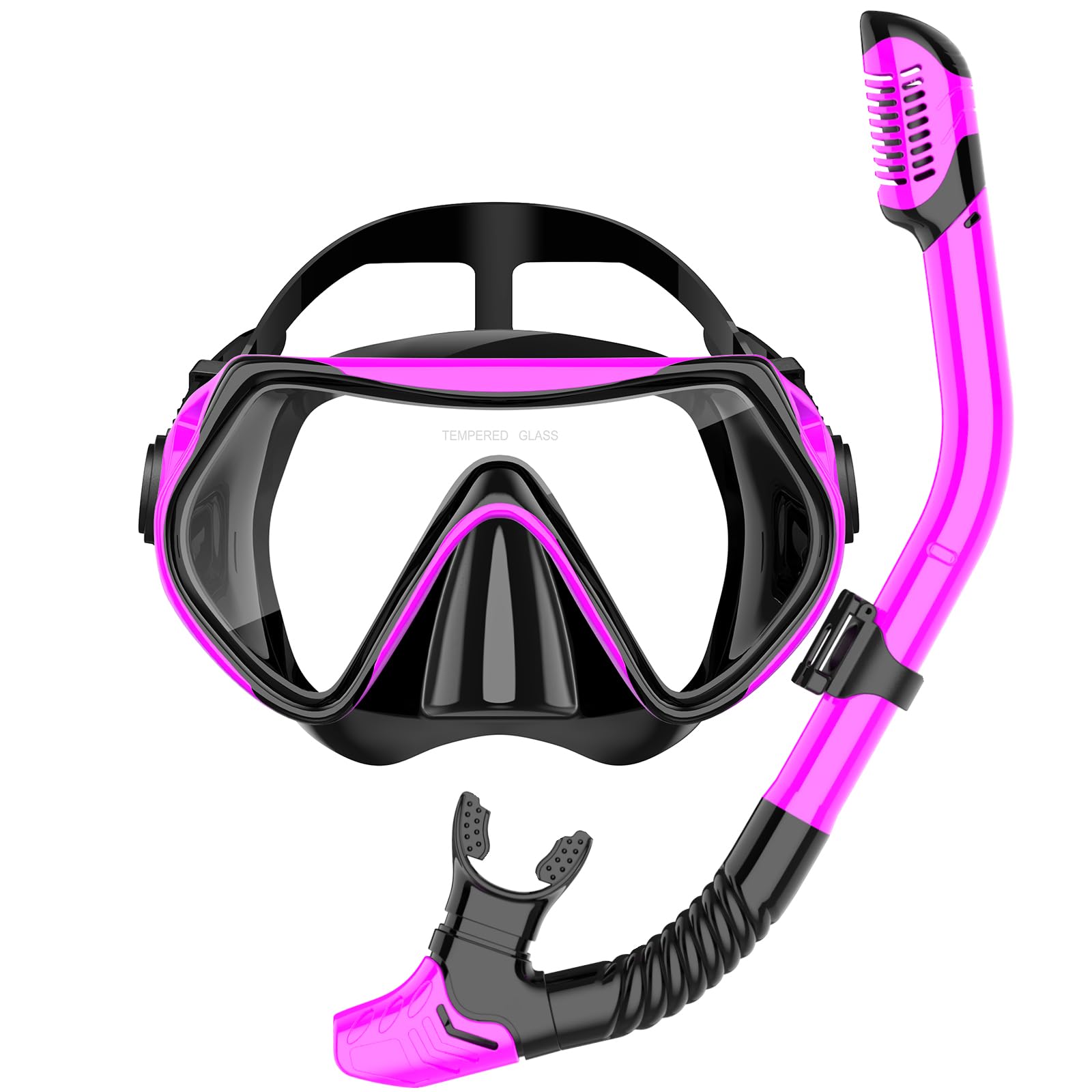 Snorkeling Gear for Adults, Snorkel Set Scuba Diving mask Dry-Top, Adult Swimming Goggles with Nose Cover, HD Tempered Glass Panoramic Anti-Leak Anti-Fog