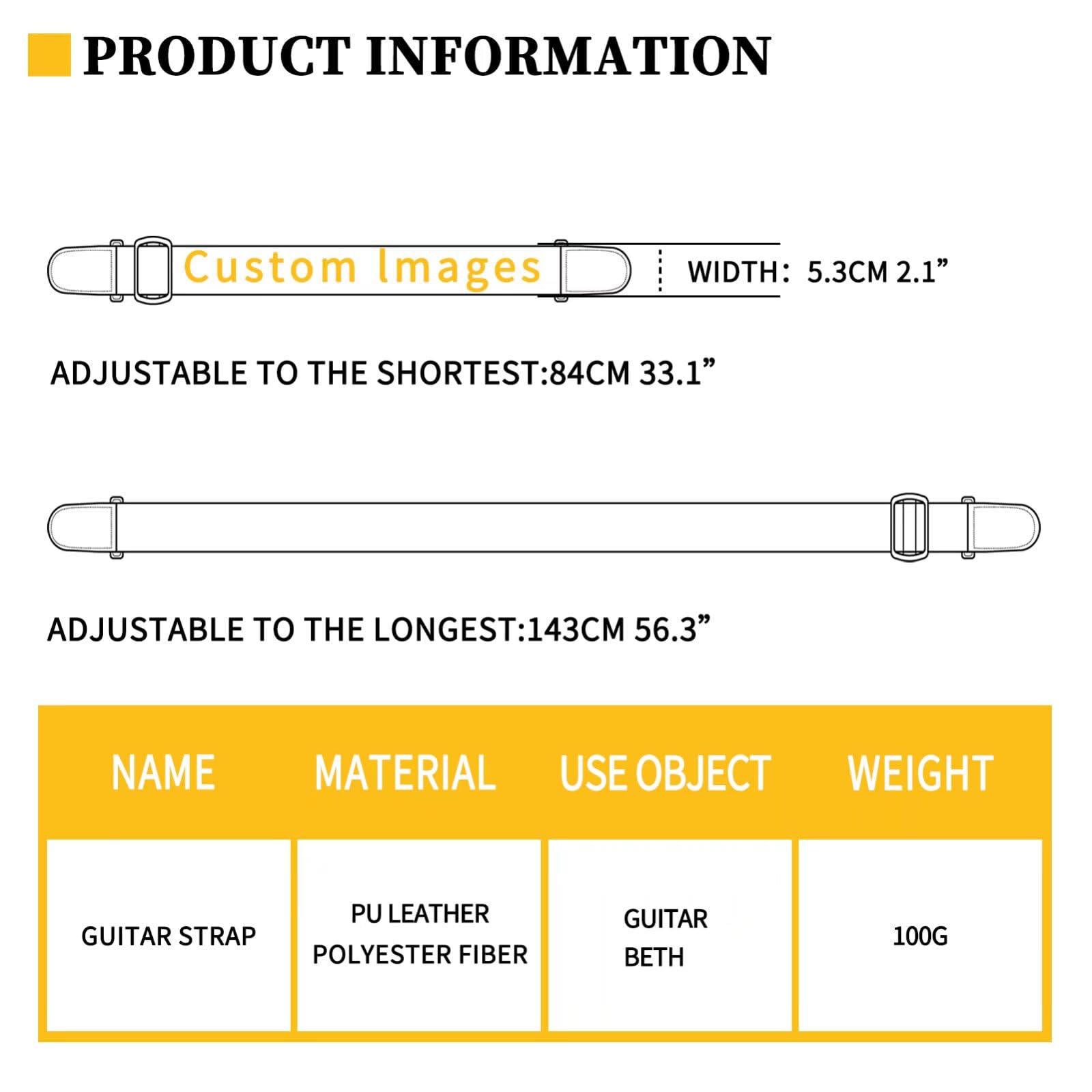 doginthehole Cute Panda Guitar Strap, Comfortable Shoulder Straps for Bass, Electric & Acoustic Guitars, Animal Print Guitar Strap Belt