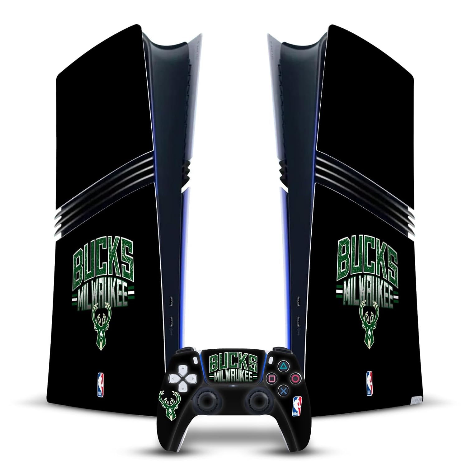 Head Case Designs Officially Licensed NBA Black Milwaukee Bucks Logo Vinyl Sticker Gaming Skin Decal Cover Compatible With Sony PlayStation 5 PS5 Pro Digital Edition Console & DualSense Controller