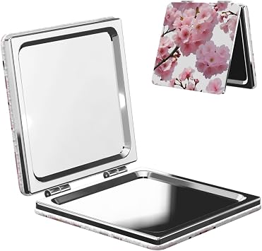 Compact Mirror for Purse, 1X/2X Magnifying Mirror for Women Men Cherry Japanese Cherry Blossom Makeup Mirror 2-Sided Handheld Folding Mirror Portable Travel Mirror Mini Vanity Mirror