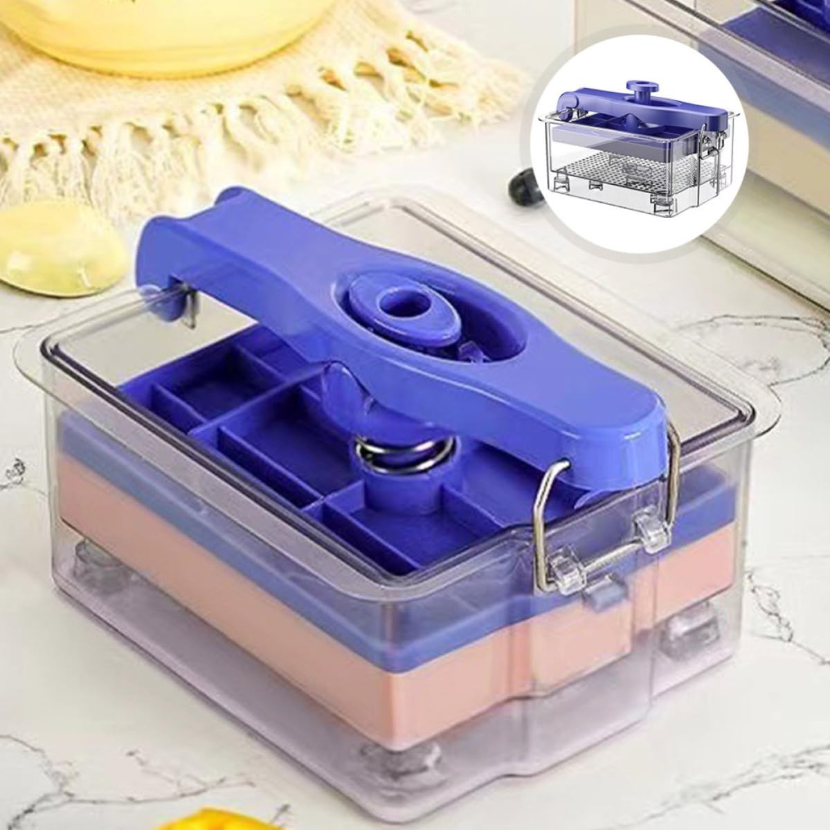 Colador de Yogur de Plástico Azul para Yogur Casero y Smoothies