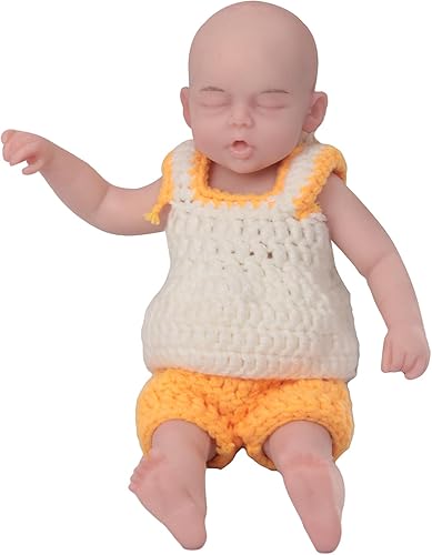 Muñecas de bebé Reborn de silicona de cuerpo completo de 10 pulgadas, sin muñecas de vinilo, ojos cerrados, muñeca realista de silicona platino