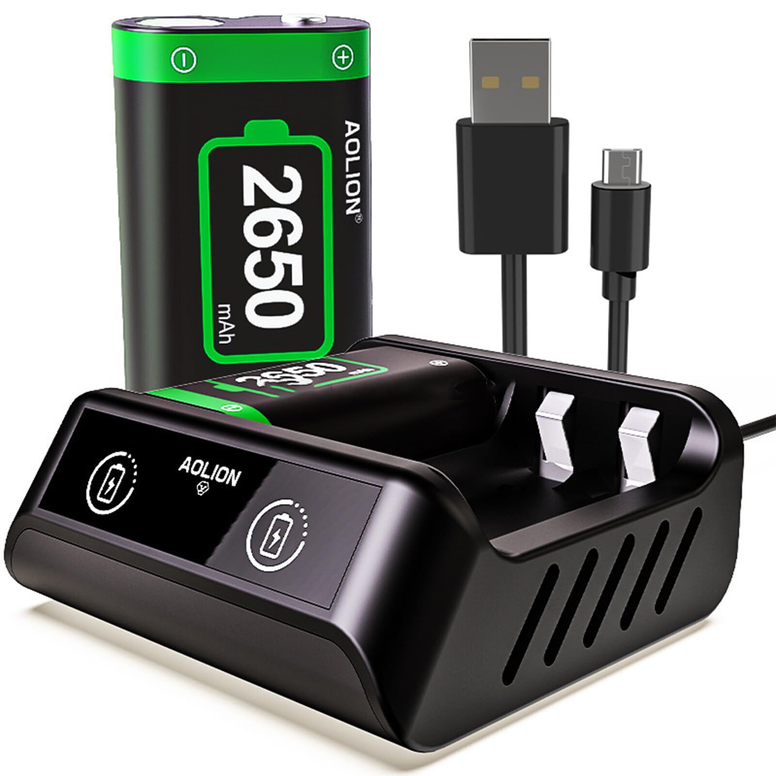 2 * 2650mAH Rechargeable Batterie Packs avec Chargeur pour Xbox One/Xbox Series X | S Xbox One, Double Station de Charge avec 2 Batteries Rechargeables