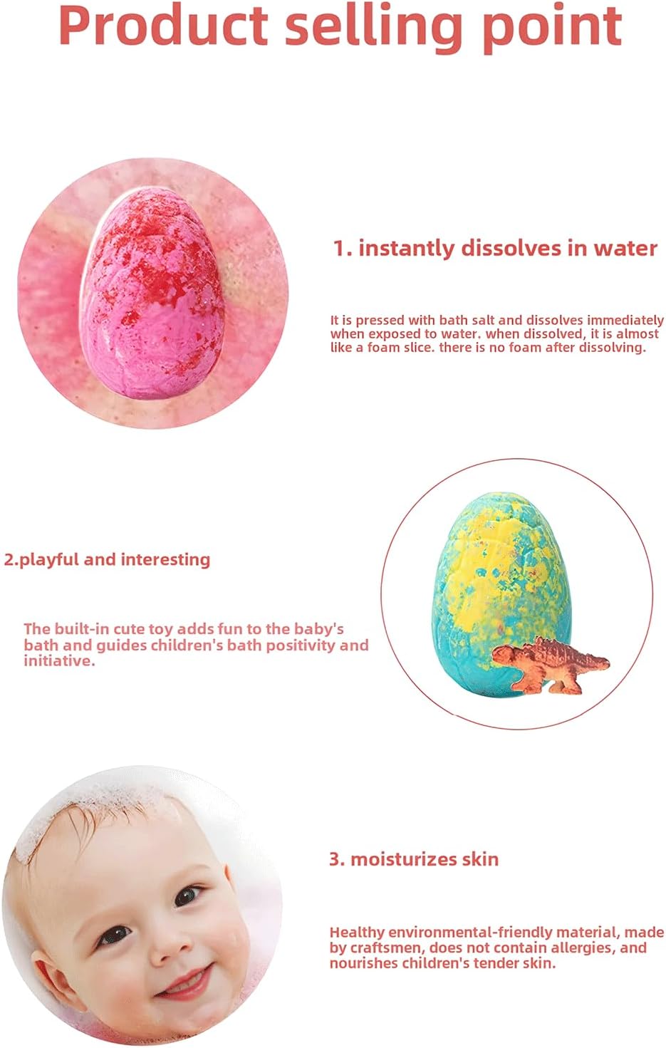 Easter Bath Bombs with Surprise Inside, Bath Bombs for Kids, 6 Pack Dinosaur Egg with Surprise Dinosaur Toys Inside, Natural Sea Salt Color Changing Spa Bath Balls (Pink)