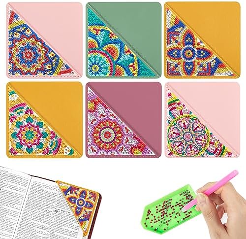 Diamond Painting Bookmarks, 6 PCS Corner Bookmarks for Book Lovers, Diamond Art Bookmarks Kits, DIY Bookmarks Accessories Diamond Painting Kits for Kids Adults