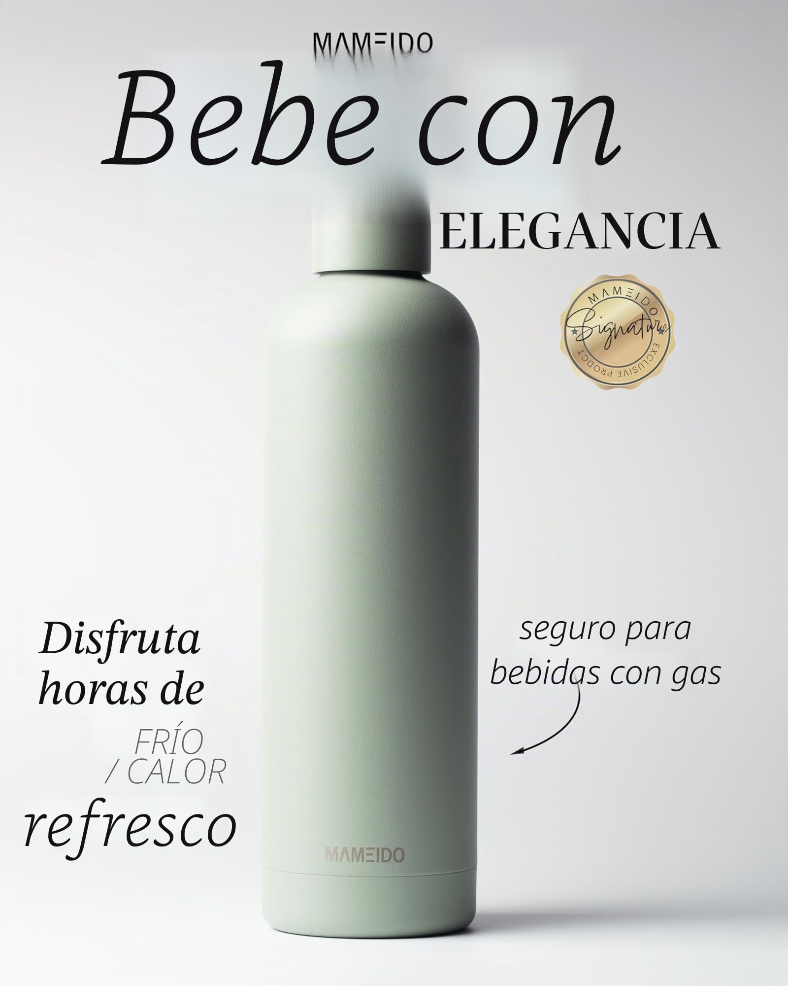 MAMEIDO Botella termica 1 litro, Botella agua acero inoxidable antigoteo, Botella agua termica sin BPA, Botella termo para bebidas frías y calientes (Desert Sage)