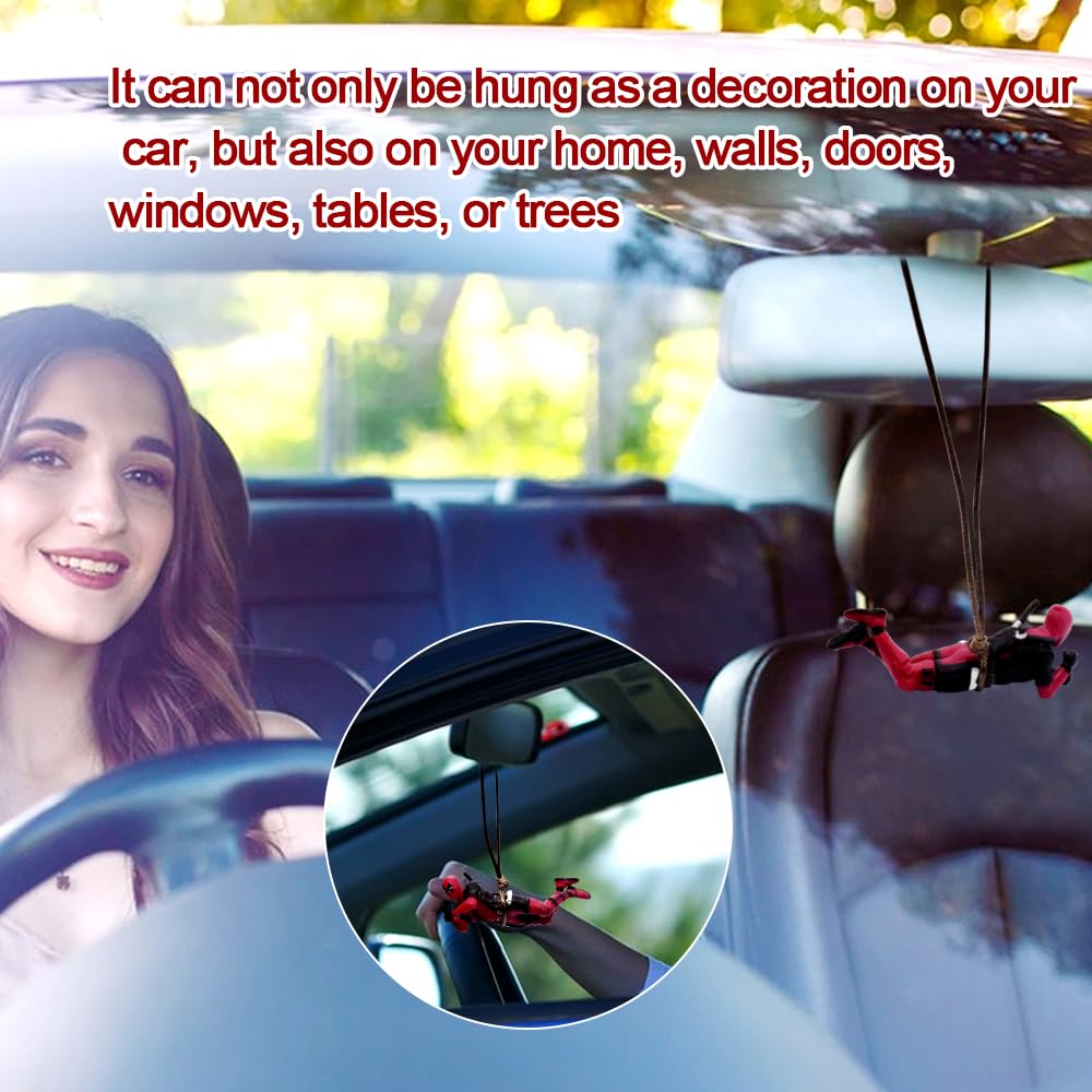 Ciondolo Auto Altalena, Deaadpool Carino Ornamenti, Specchietti Retrovisori, Mini Appeso Altalena, Ciondolo per Veicolo, Appeso Ornamento Accessori per Autto e Casa