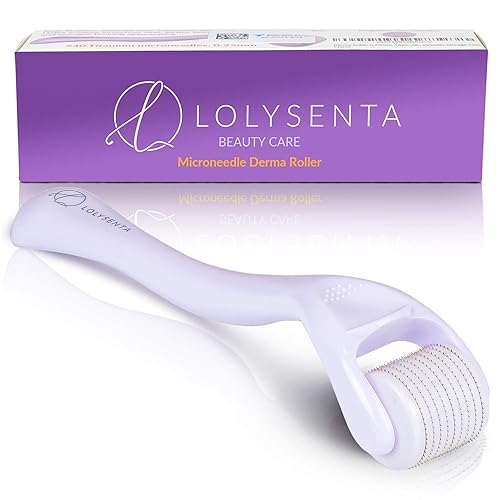 Lolysenta Derma Roller 025 mm rodillo de microagujas de titanio para cara rodillo facial de microdermabrasión rodillo de microagujas incluye estuche